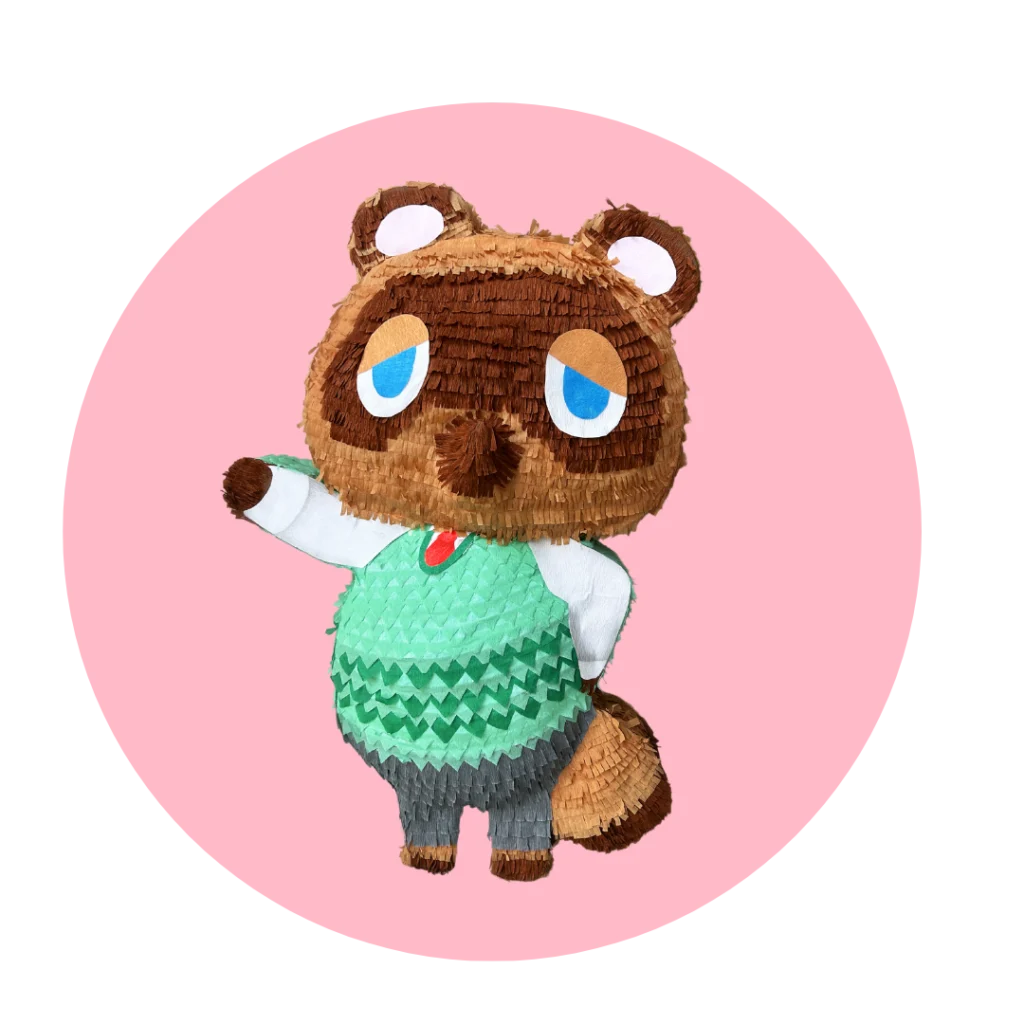 Piñata Tom Nook personnalisée inspirée du jeu Animal Crossing.