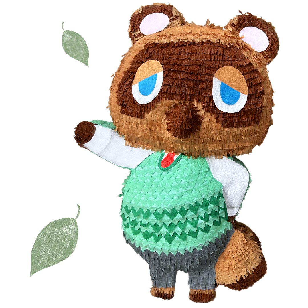 Piñata Tom Nook personnalisée inspirée du jeu Animal Crossing.